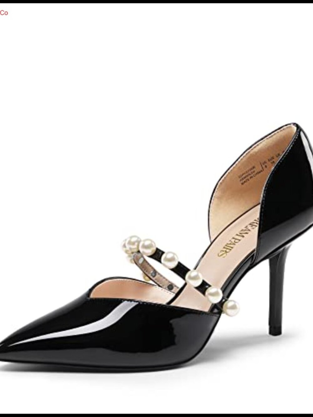 Women's Pointed Toe Stiletto Heels with Pearl Straps, 3.5 Inch Dress Pumps